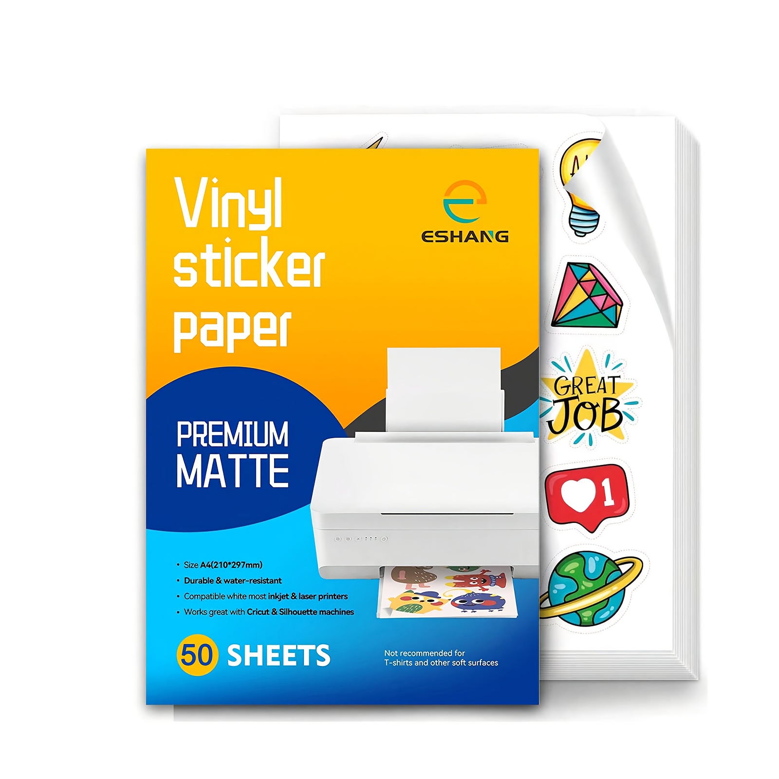 Commercial Vinyl Printing - 50 folhas de papel adesivo de