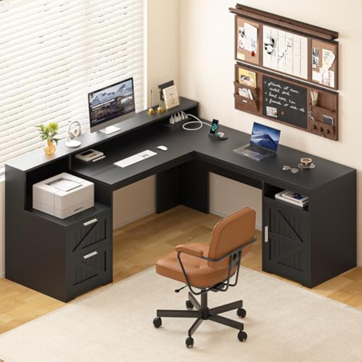 Commercial Printer - Mesa moderna em formato de L,