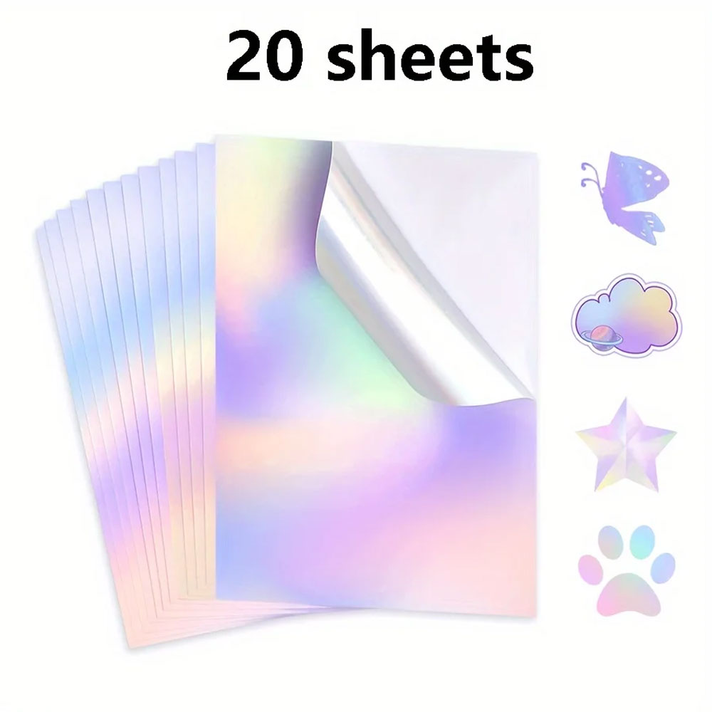 Commercial Vinyl Printing - 20 Folhas de Adesivos Holográficos de