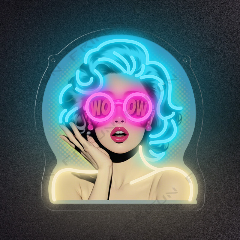 Letreiro Neon WOW Curl Girl co - Commercial Wall Printing avaliação e preço